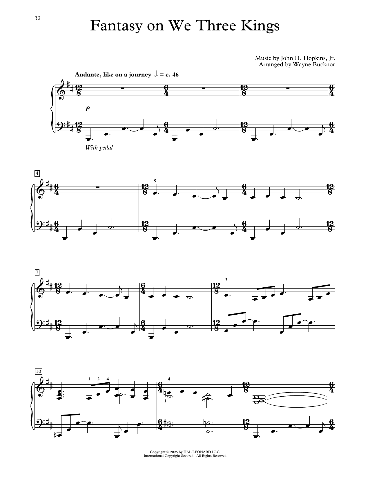 John H. Hopkins, Jr. Fantasy On We Three Kings (arr. Wayne Bucknor) Sheet Music Notes & Chords for Educational Piano - Download or Print PDF