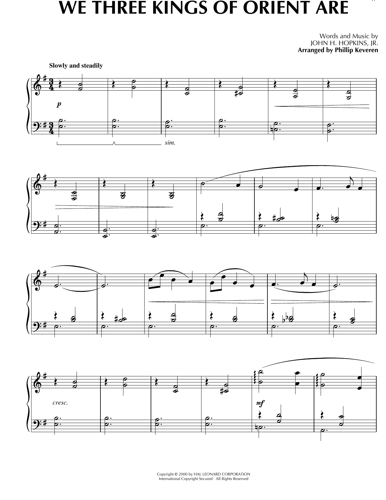 John H. Hopkins, Jr. We Three Kings Of Orient Are [Celtic version] (arr. Phillip Keveren) Sheet Music Notes & Chords for Piano Solo - Download or Print PDF