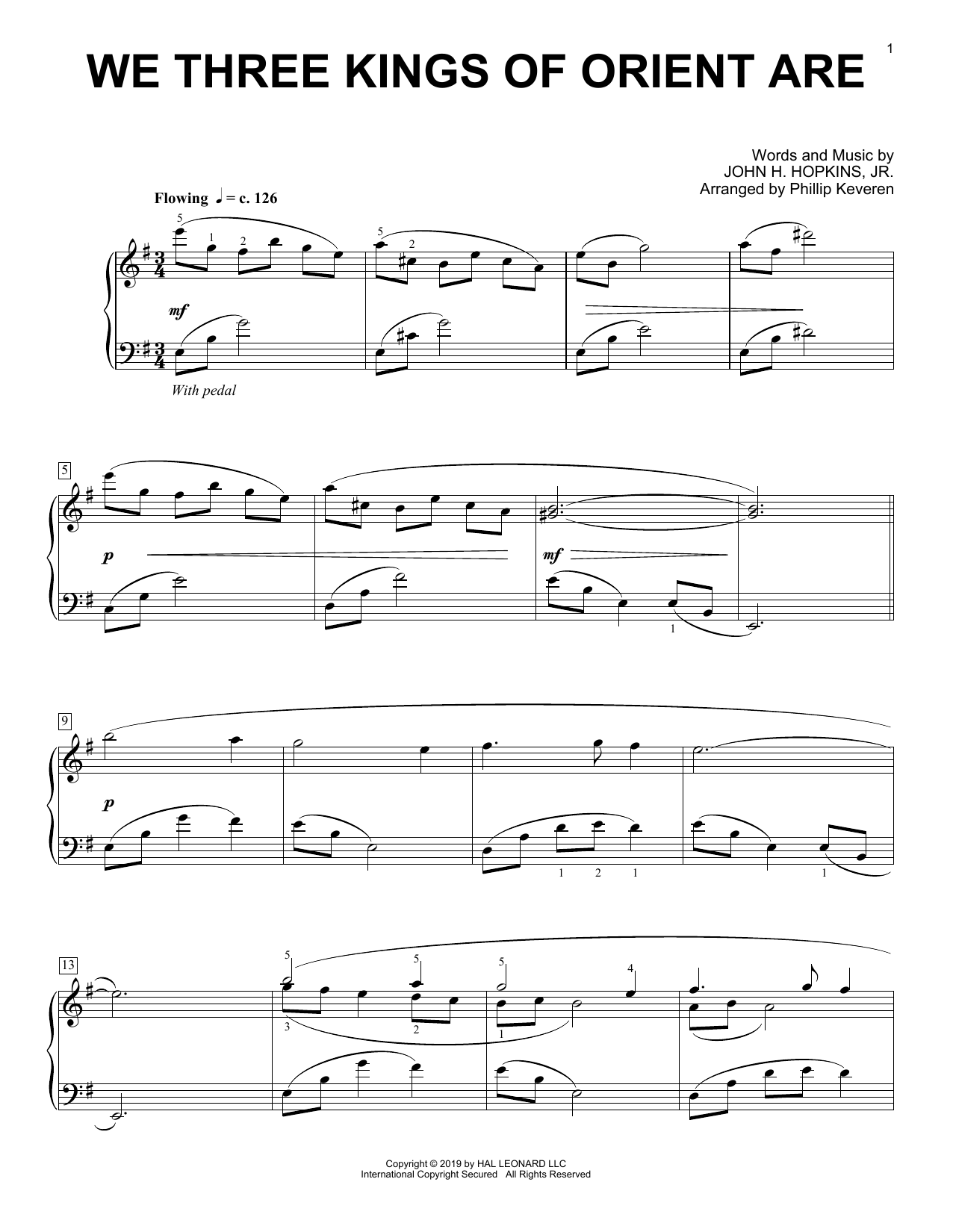 John H. Hopkins, Jr. We Three Kings Of Orient Are [Classical version] (arr. Phillip Keveren) Sheet Music Notes & Chords for Piano Solo - Download or Print PDF