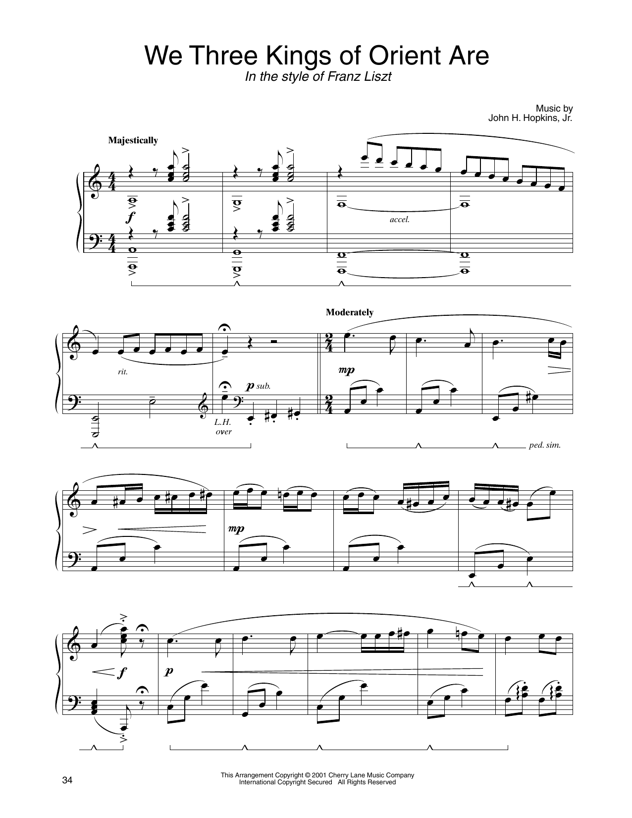 John H. Hopkins, Jr. We Three Kings Of Orient Are (in the style of Franz Liszt) (arr. Carol Klose) Sheet Music Notes & Chords for Piano Solo - Download or Print PDF