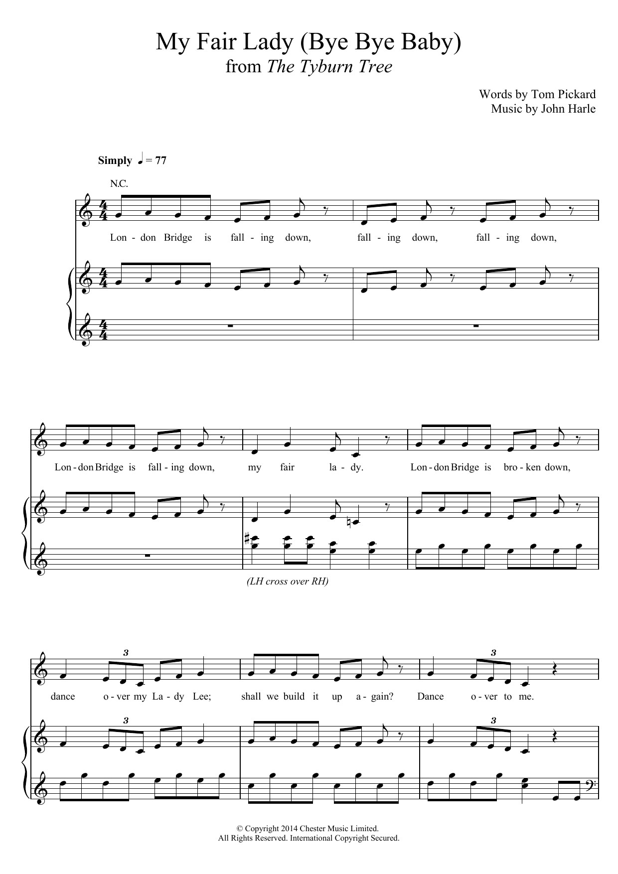 John Harle & Marc Almond My Fair Lady (Bye Bye Baby) Sheet Music Notes & Chords for Piano, Vocal & Guitar (Right-Hand Melody) - Download or Print PDF