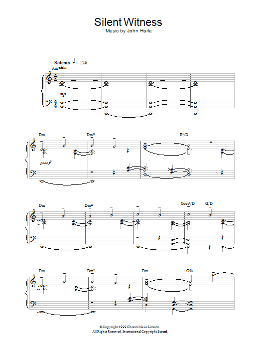 John Harle Silent Witness Sheet Music Notes & Chords for Piano - Download or Print PDF