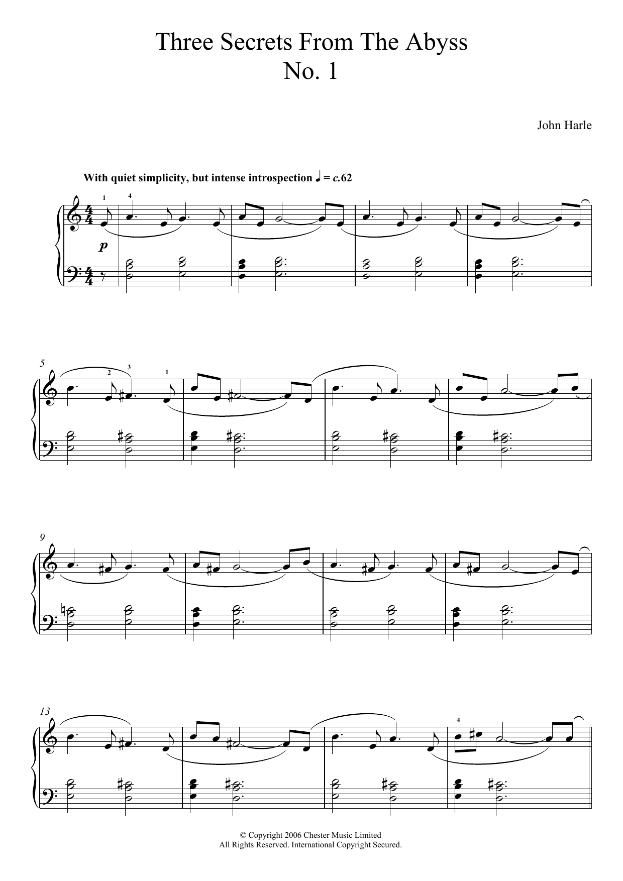 John Harle Three Secrets From The Abyss - No. 1 Sheet Music Notes & Chords for Piano - Download or Print PDF