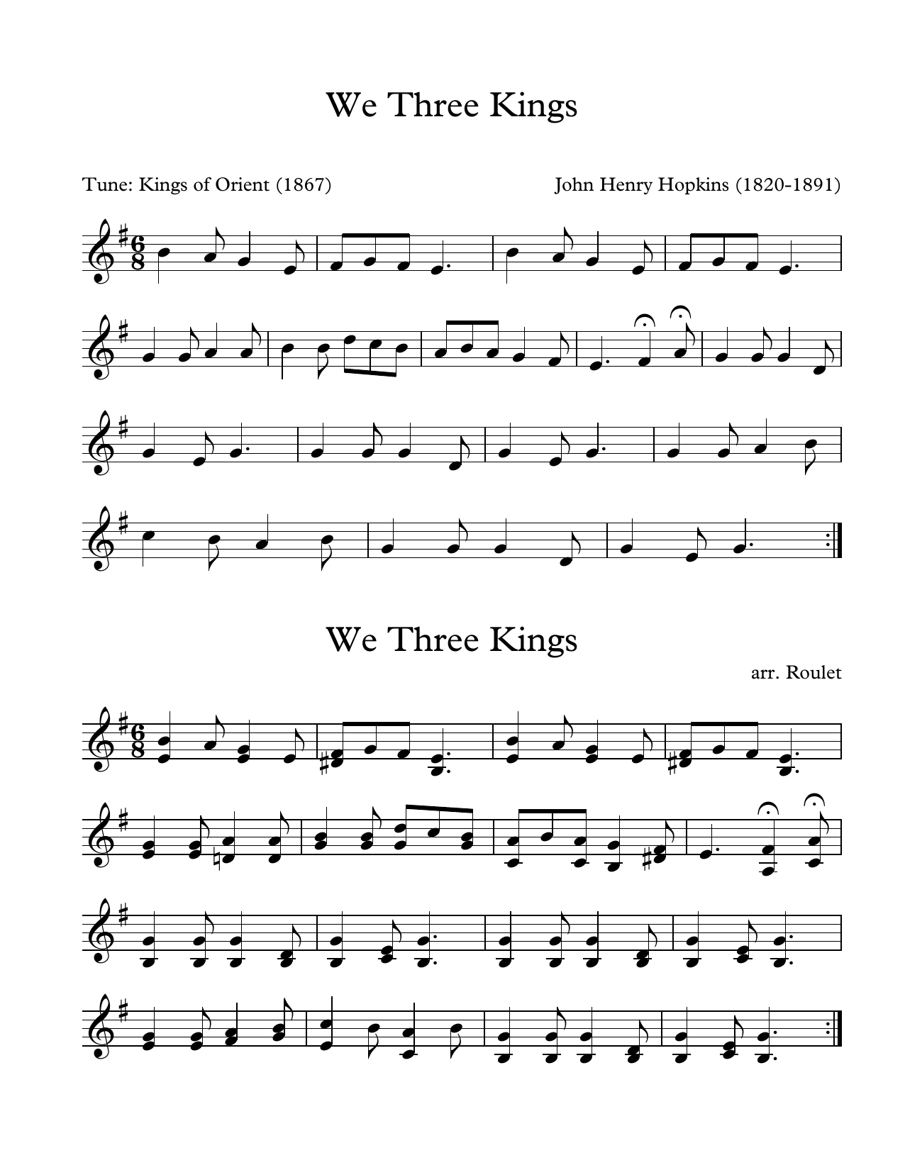John Henry Hopkins We Three Kings (arr. Patrick Roulet) Sheet Music Notes & Chords for Marimba Solo - Download or Print PDF