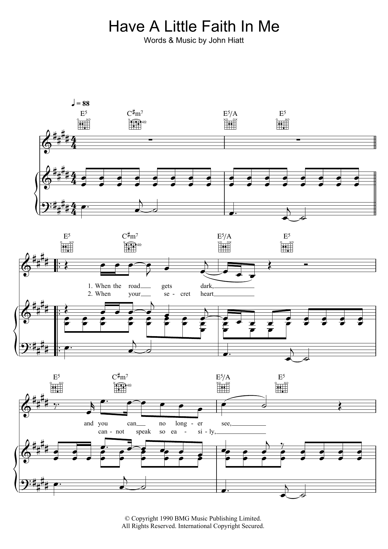 John Hiatt Have A Little Faith In Me Sheet Music Notes & Chords for Piano, Vocal & Guitar (Right-Hand Melody) - Download or Print PDF