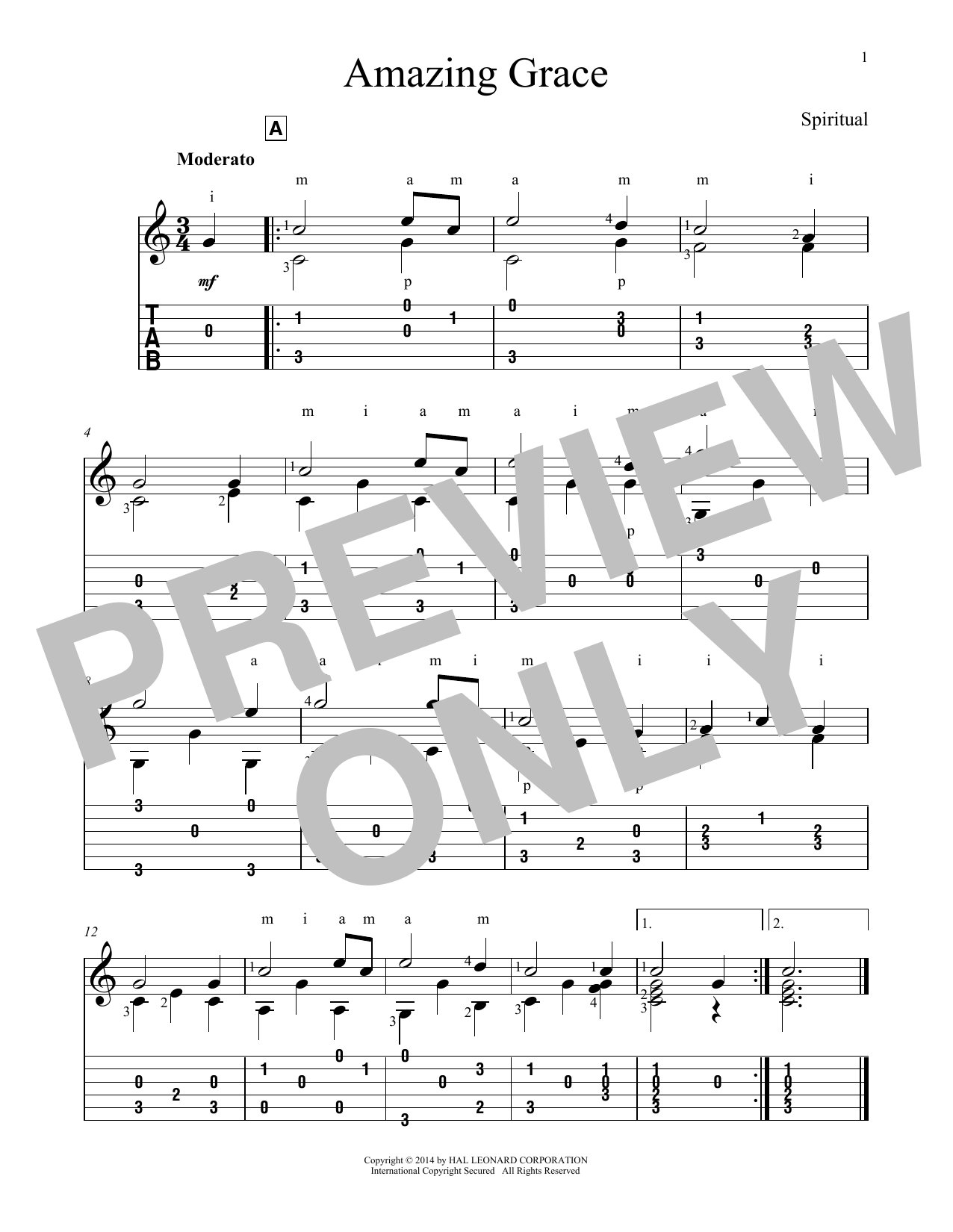 John Hill Amazing Grace Sheet Music Notes & Chords for Guitar Tab - Download or Print PDF