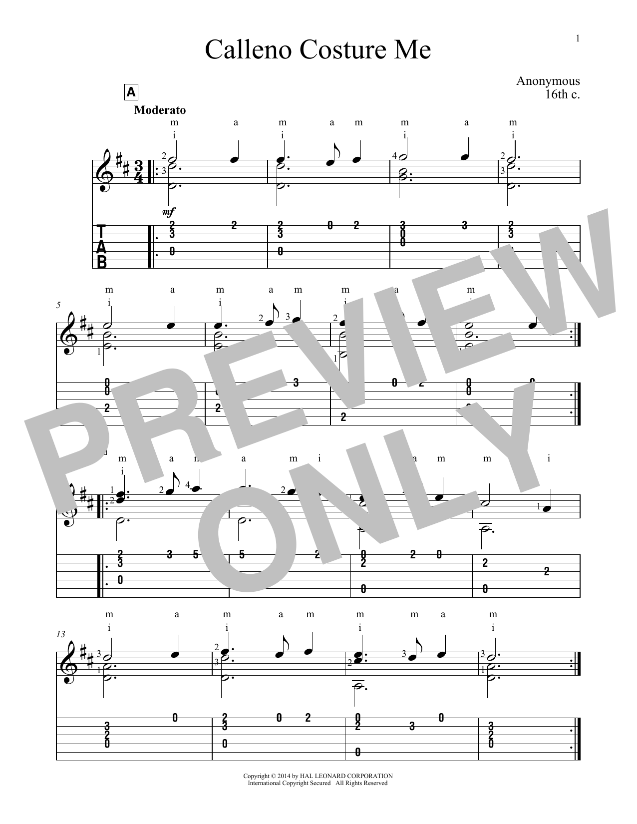 John Hill Calleno Costure Me Sheet Music Notes & Chords for Guitar Tab - Download or Print PDF