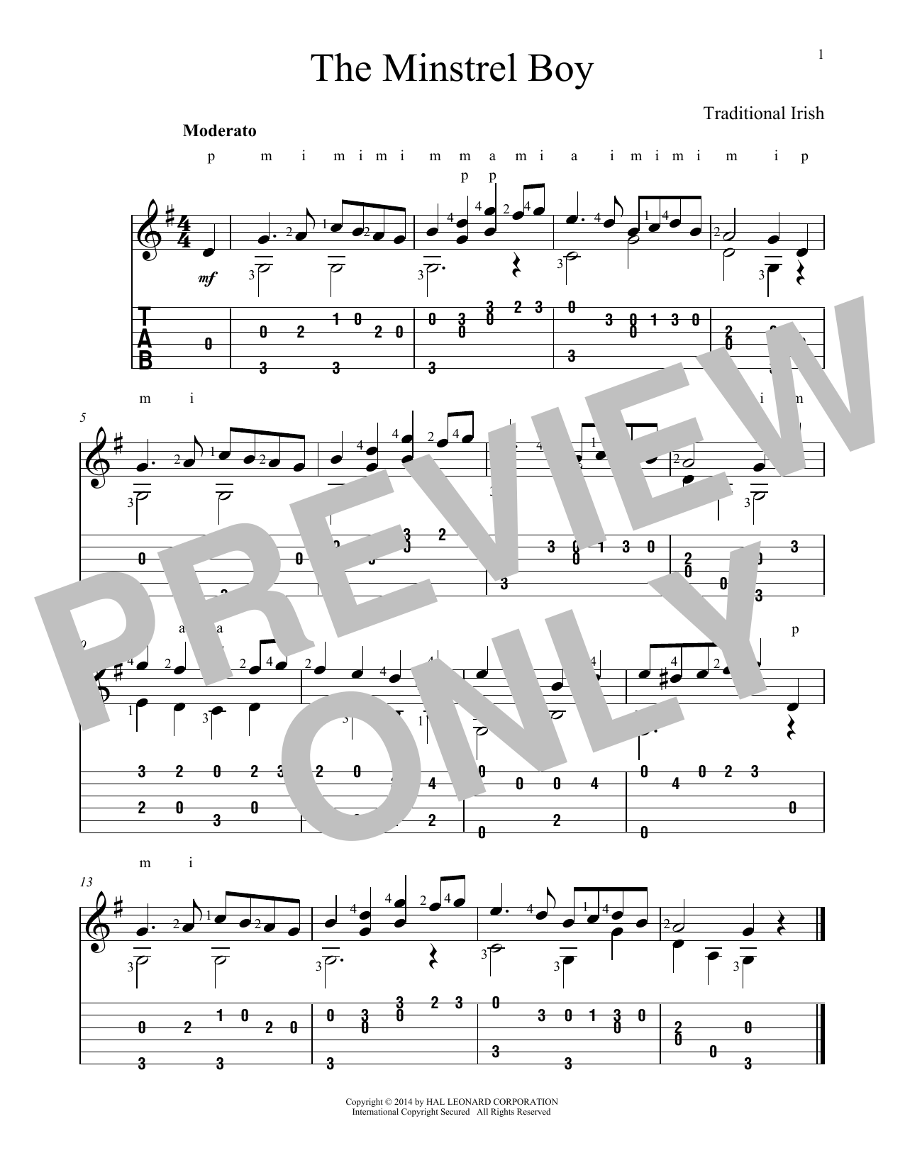 John Hill Minstrel Boy Sheet Music Notes & Chords for Guitar Tab - Download or Print PDF