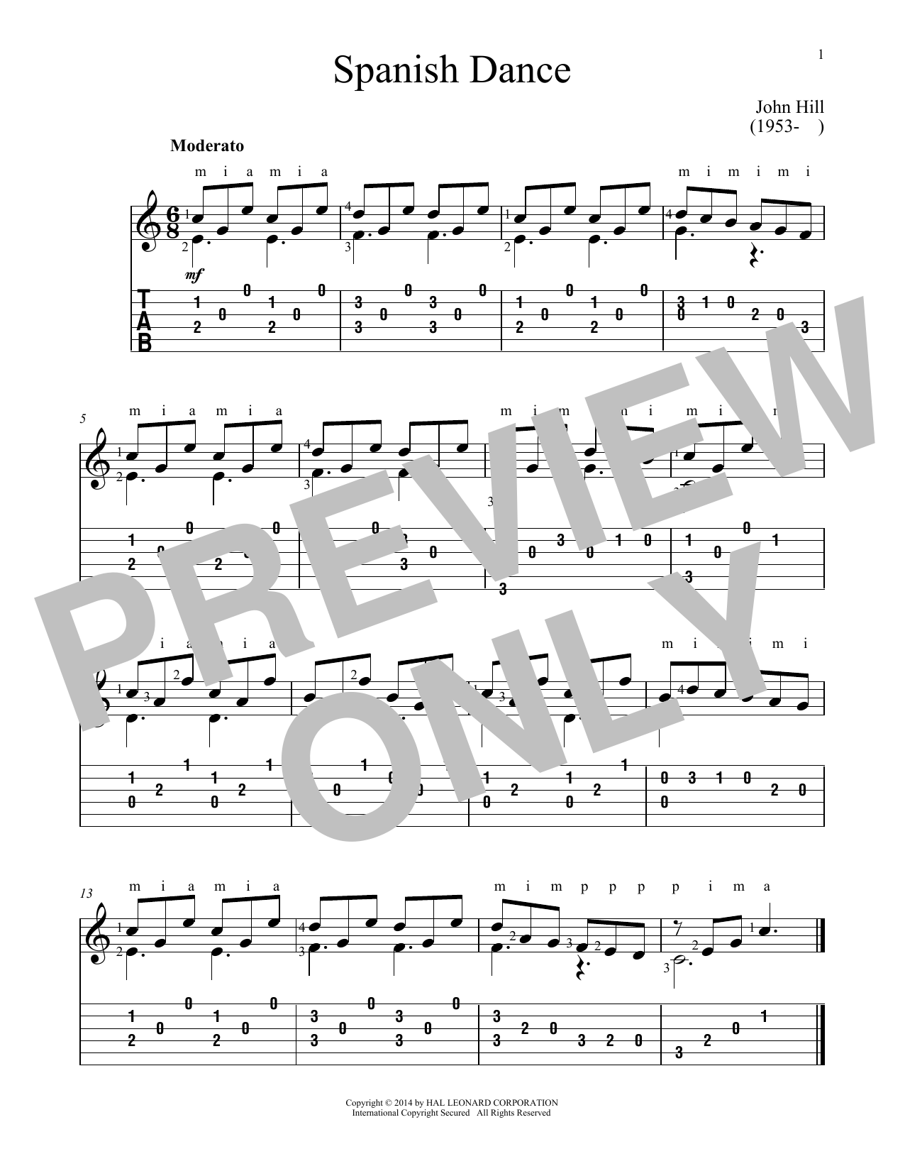 John Hill Spanish Dance Sheet Music Notes & Chords for Guitar Tab - Download or Print PDF John Hill Spanish Dance Sheet Music Notes & Chords for Guitar Tab - Download or Print PDF