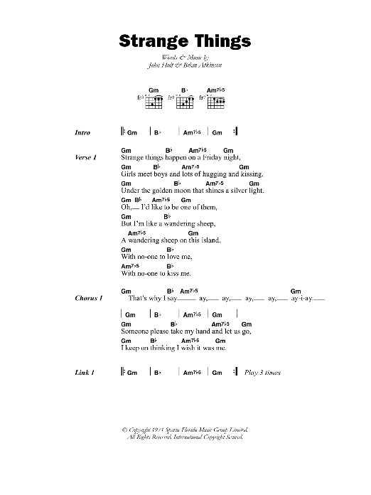 John Holt Strange Things Sheet Music Notes & Chords for Lyrics & Chords - Download or Print PDF