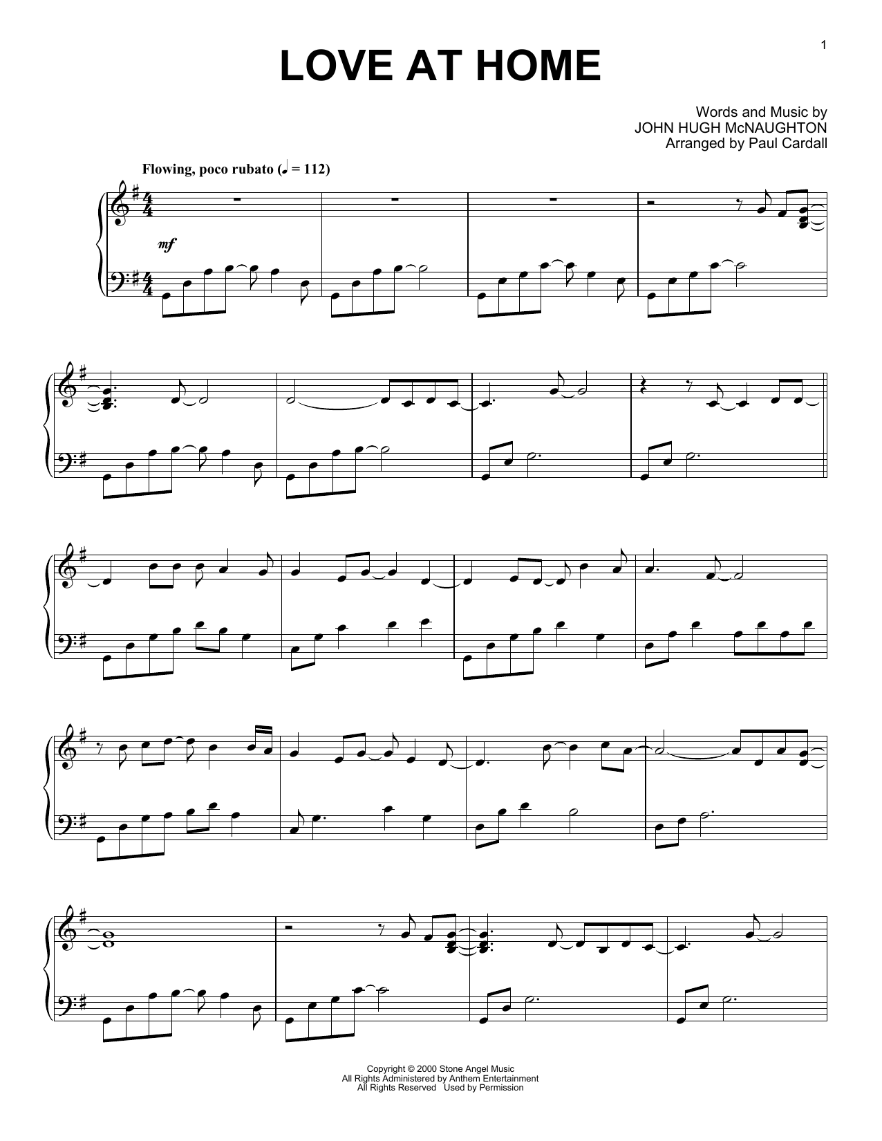 John Hugh McNaughton Love At Home (arr. Paul Cardall) Sheet Music Notes & Chords for Piano Solo - Download or Print PDF
