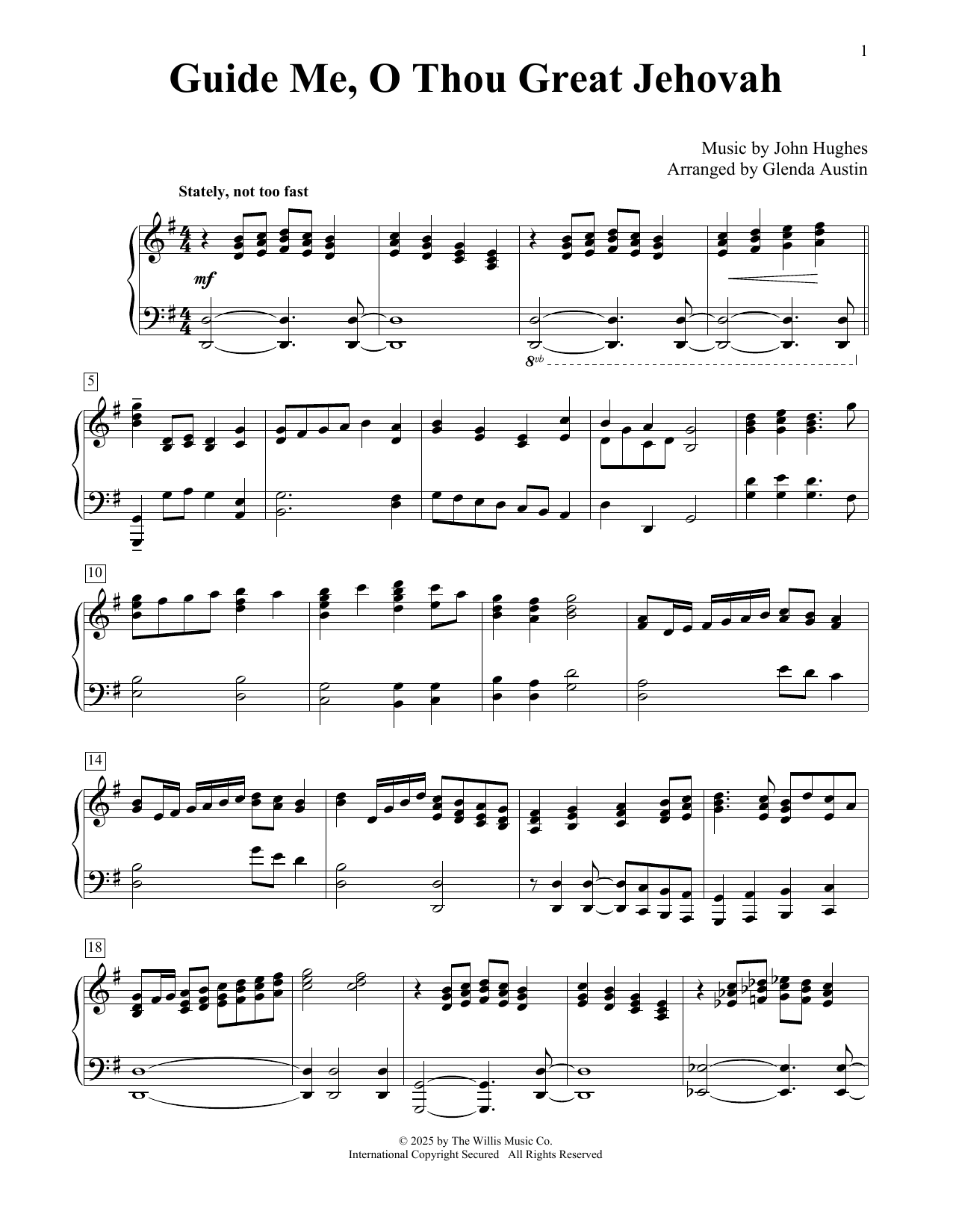 John Hughes Guide Me, O Thou Great Jehovah (arr. Glenda Austin) Sheet Music Notes & Chords for Educational Piano - Download or Print PDF