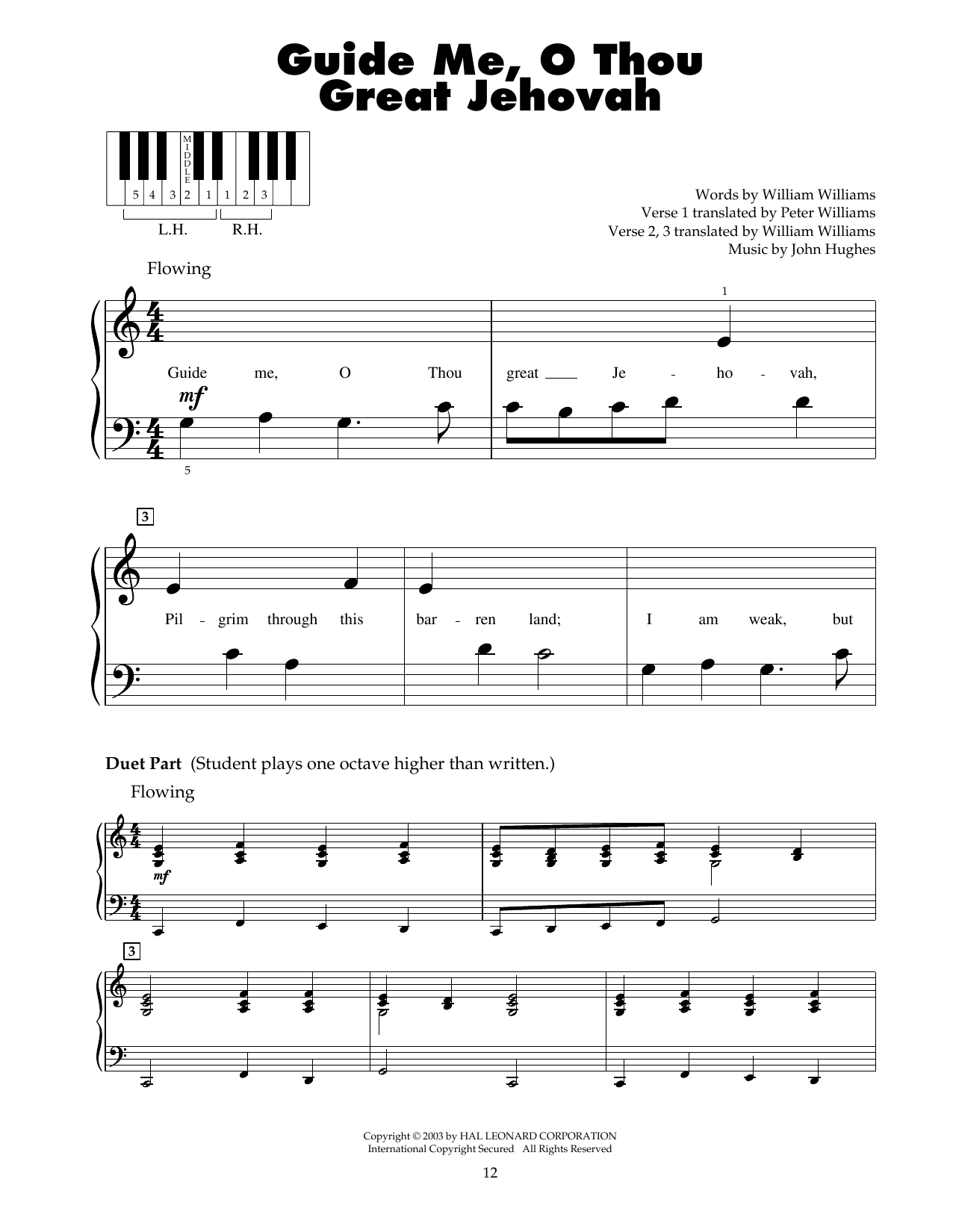John Hughes Guide Me, O Thou Great Jehovah Sheet Music Notes & Chords for Piano, Vocal & Guitar Chords (Right-Hand Melody) - Download or Print PDF