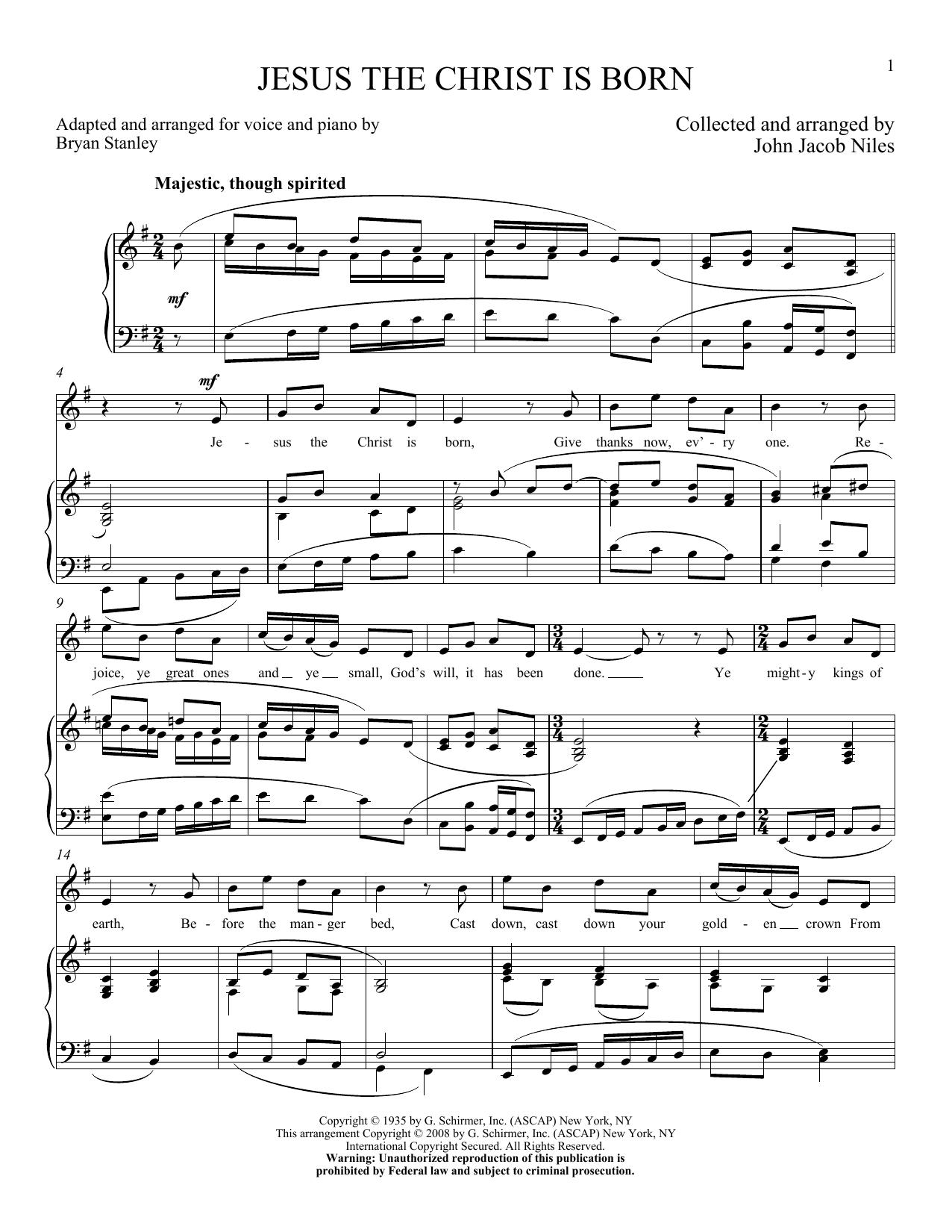 John Jacob Niles Jesus, The Christ, Is Born Sheet Music Notes & Chords for Piano & Vocal - Download or Print PDF