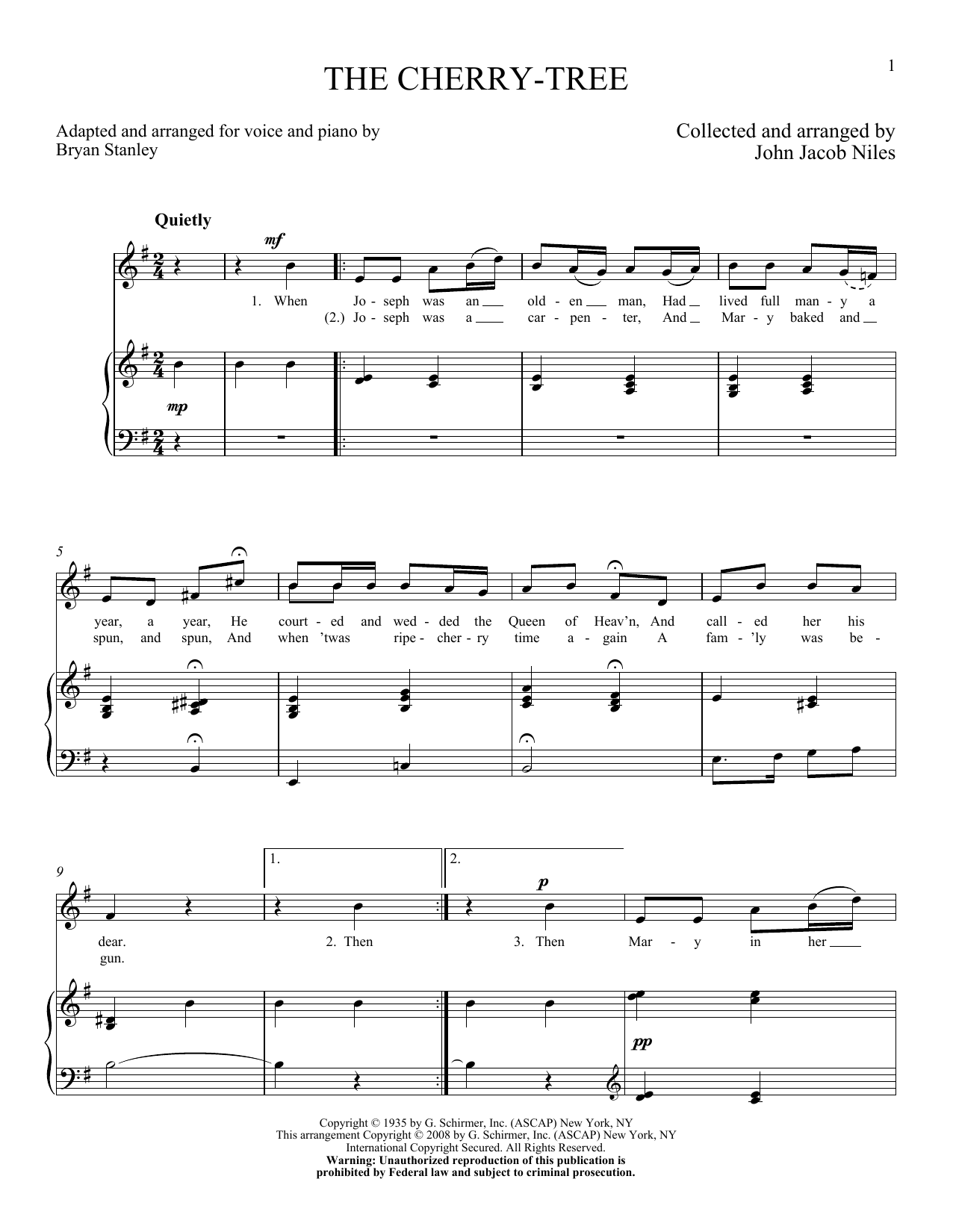John Jacob Niles The Cherry-Tree Sheet Music Notes & Chords for Piano & Vocal - Download or Print PDF