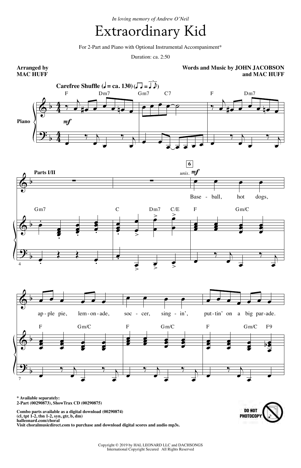 John Jacobson & Mac Huff Extraordinary Kid Sheet Music Notes & Chords for 2-Part Choir - Download or Print PDF