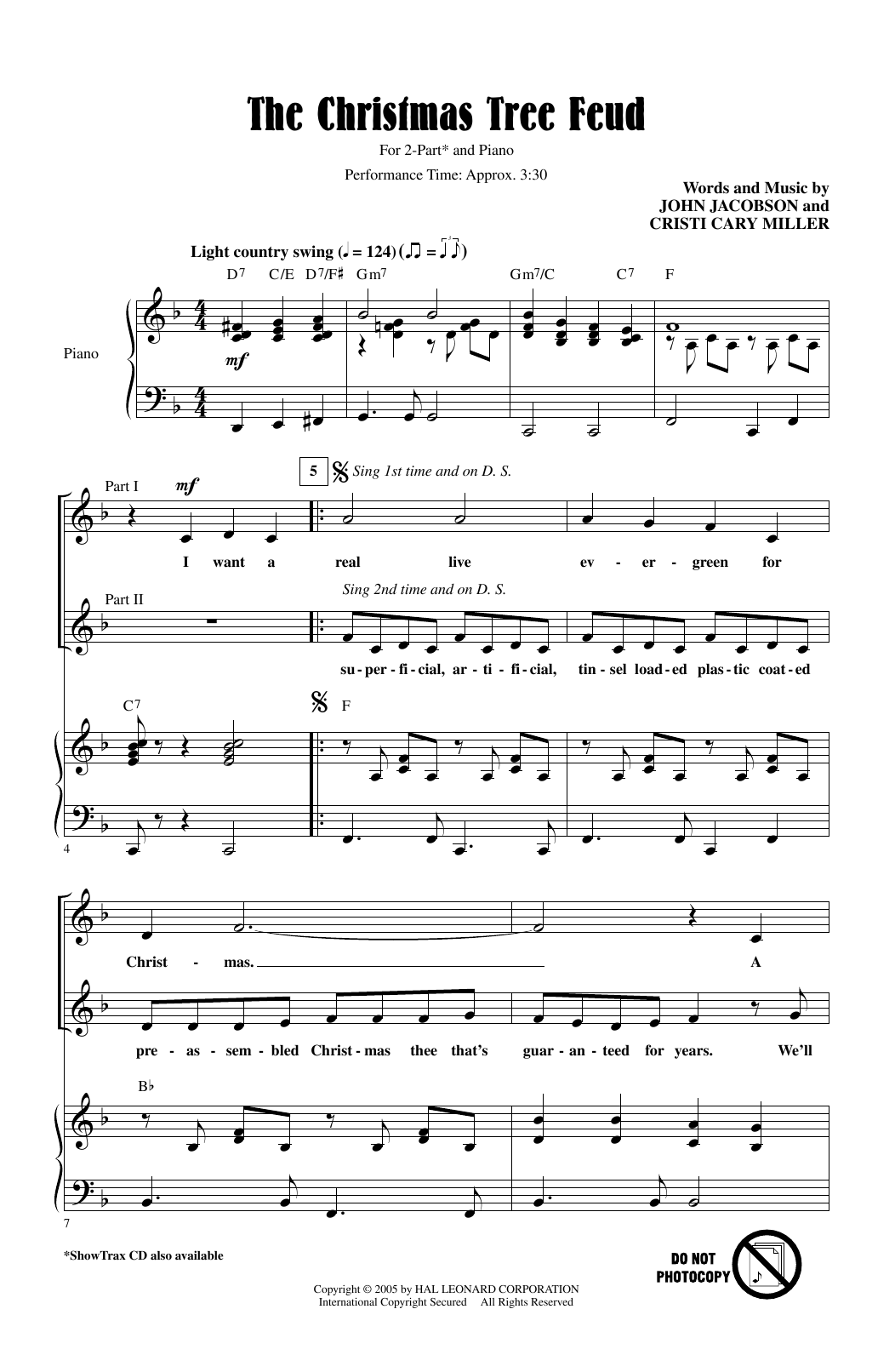 John Jacobson and Cristi Cary Miller The Christmas Tree Feud Sheet Music Notes & Chords for 2-Part Choir - Download or Print PDF