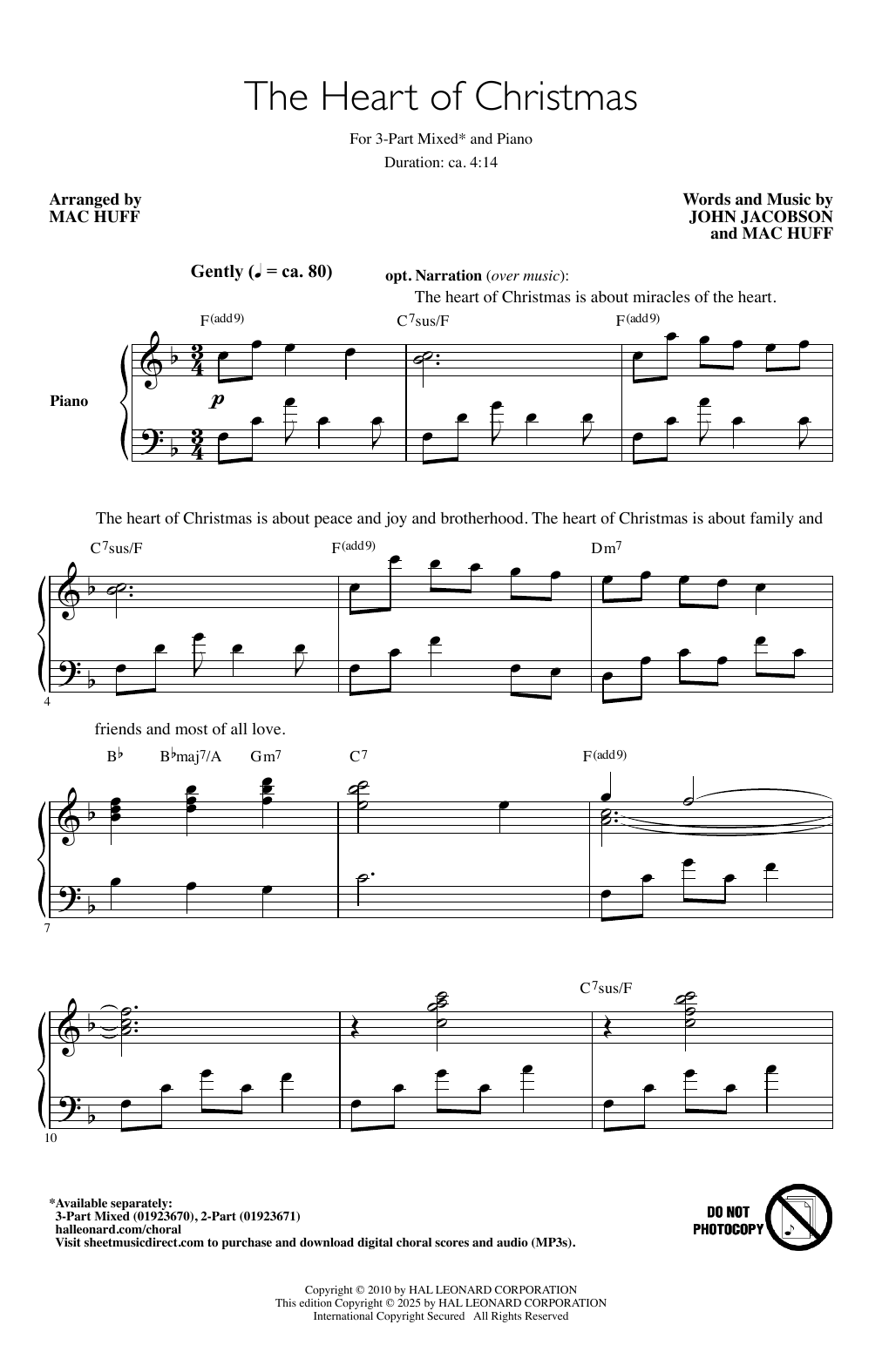John Jacobson and Mac Huff The Heart Of Christmas Sheet Music Notes & Chords for 2-Part Choir - Download or Print PDF