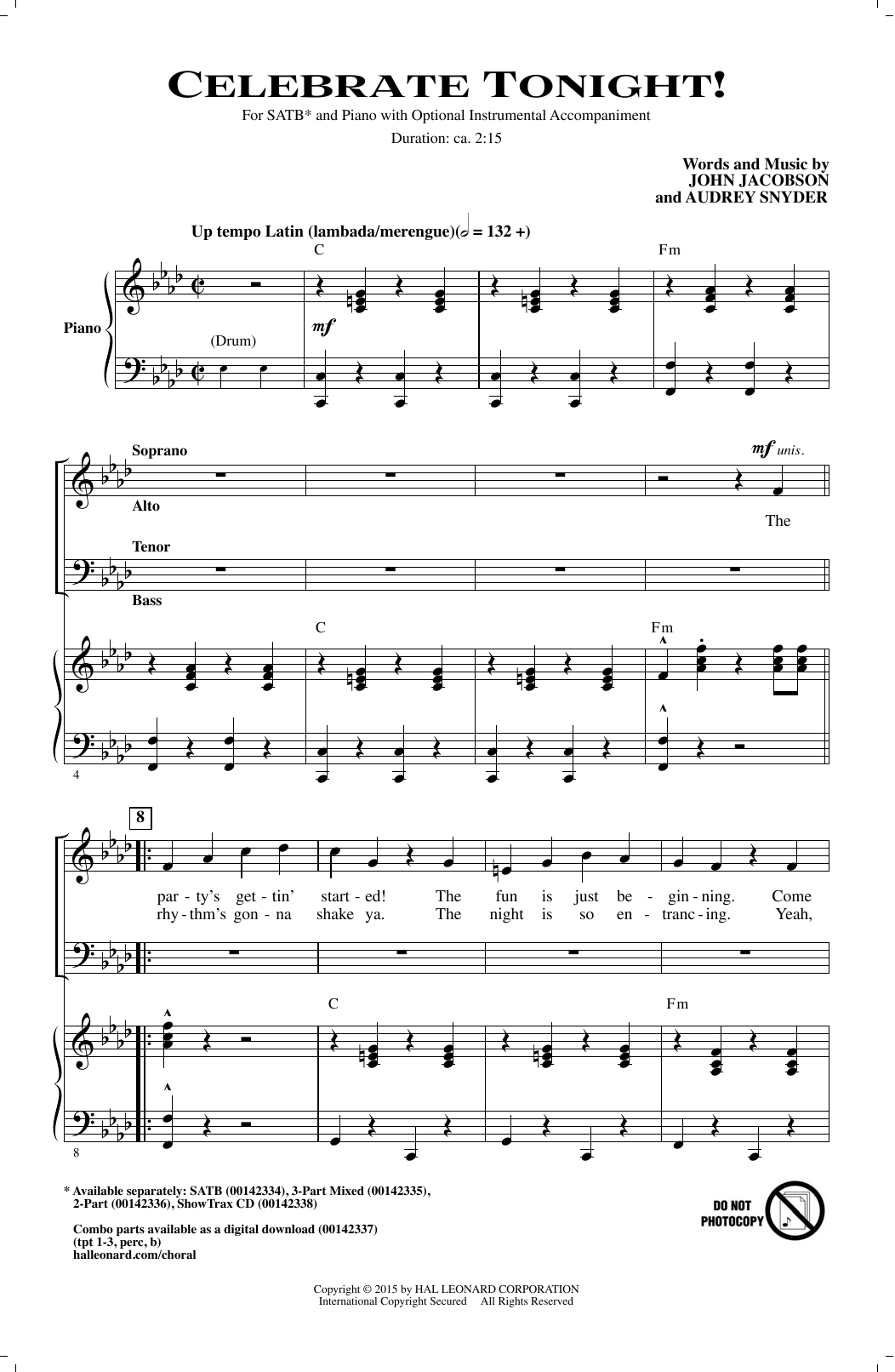 John Jacobson Celebrate Tonight! Sheet Music Notes & Chords for 3-Part Mixed - Download or Print PDF