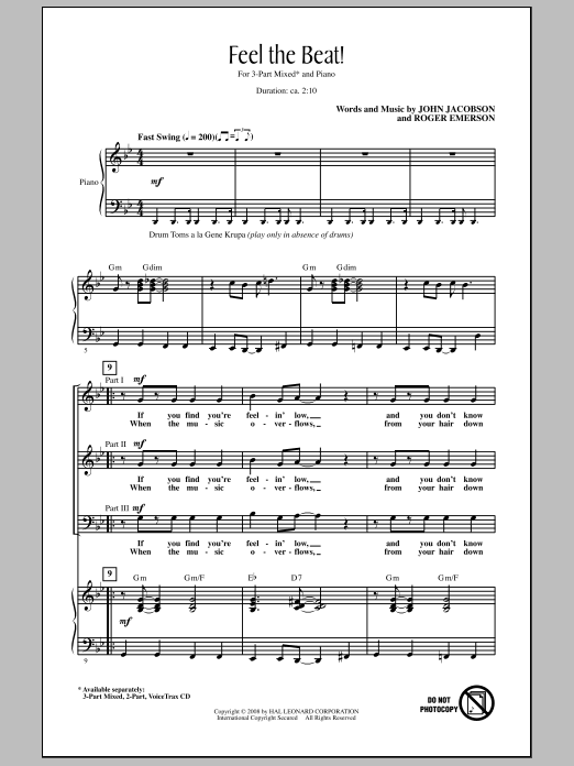 John Jacobson Feel The Beat! Sheet Music Notes & Chords for 2-Part Choir - Download or Print PDF