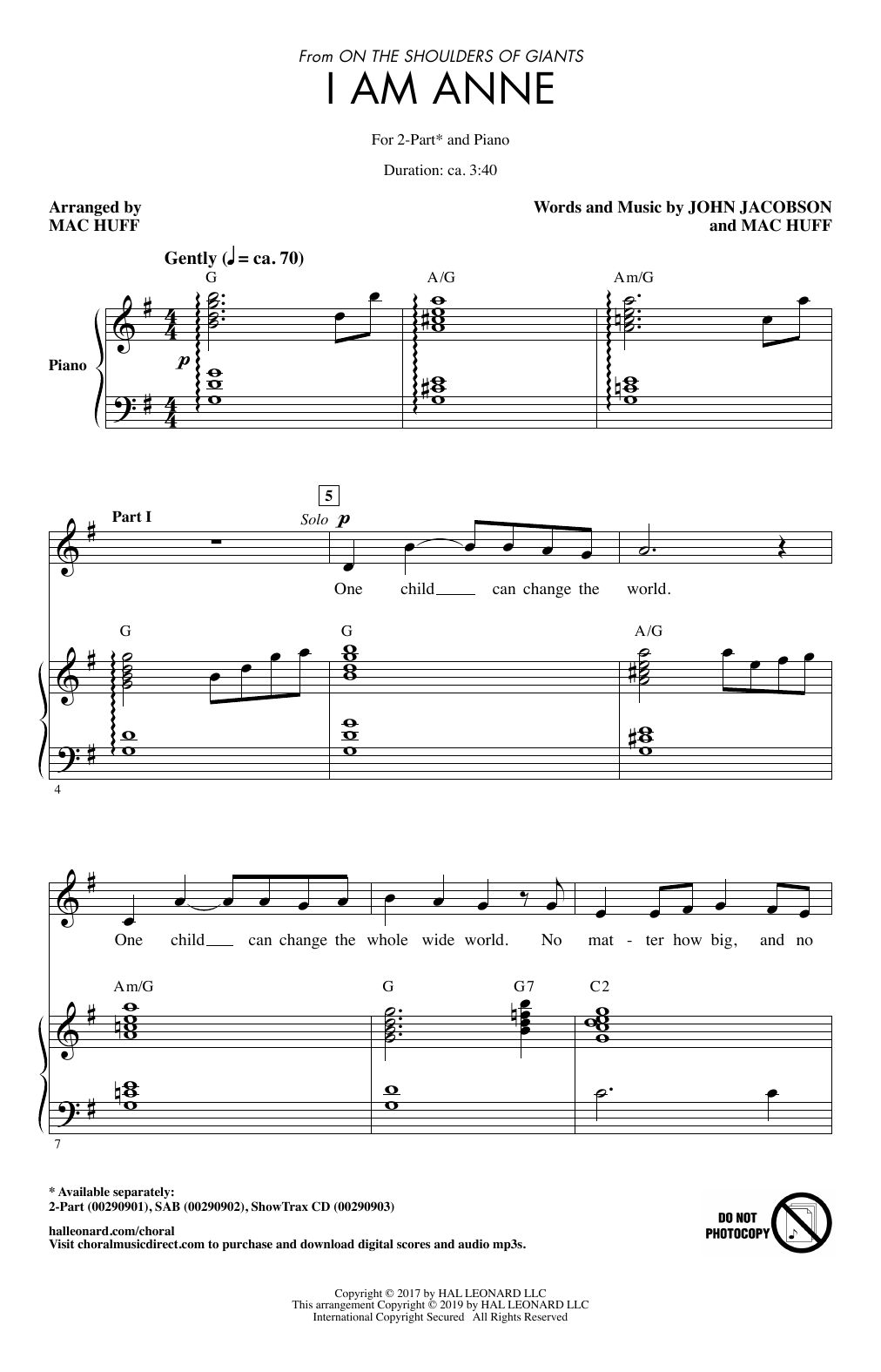 John Jacobson I Am Anne (from On The Shoulders Of Giants) (arr. Mac Huff) Sheet Music Notes & Chords for SAB Choir - Download or Print PDF