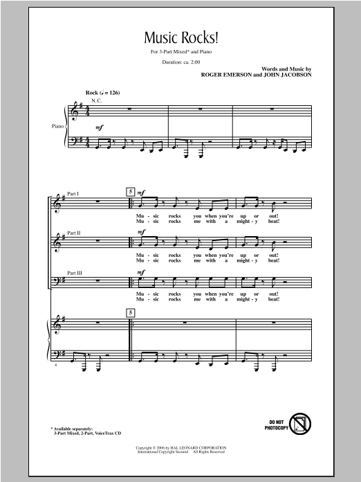 John Jacobson Music Rocks! Sheet Music Notes & Chords for 3-Part Mixed - Download or Print PDF