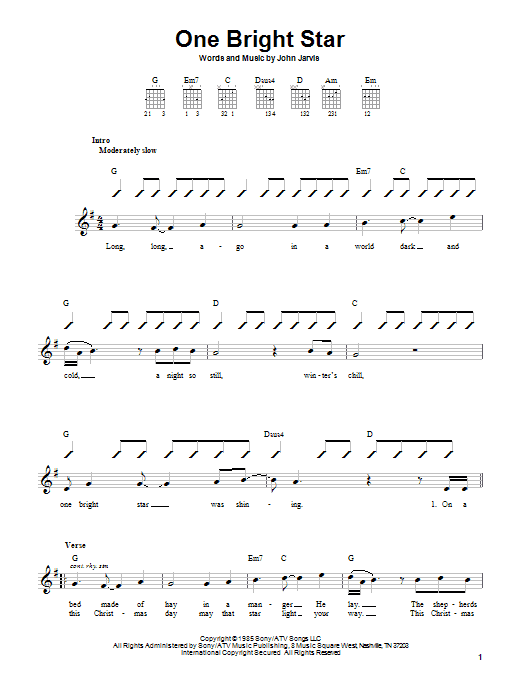 John Jarvis One Bright Star Sheet Music Notes & Chords for Easy Guitar - Download or Print PDF