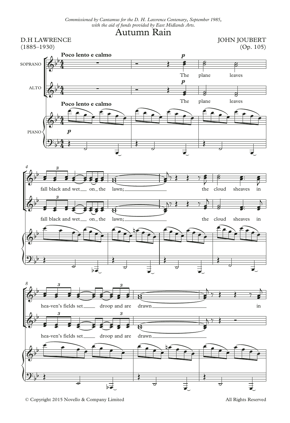 John Joubert Autumn Rain Sheet Music Notes & Chords for Piano, Vocal & Guitar - Download or Print PDF