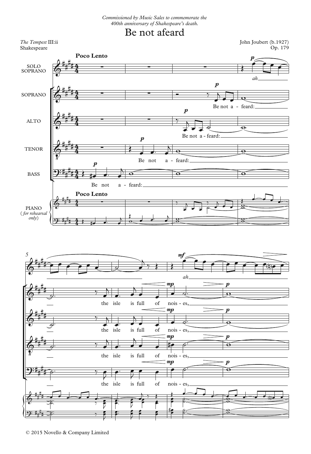 John Joubert Be Not Afeard Sheet Music Notes & Chords for Choir - Download or Print PDF
