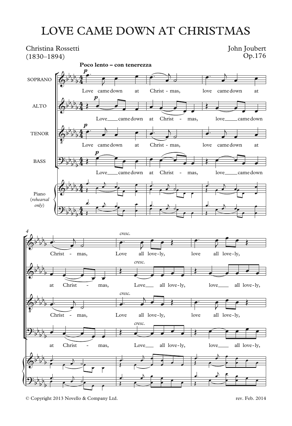 John Joubert Love Came Down At Christmas Sheet Music Notes & Chords for Choir - Download or Print PDF