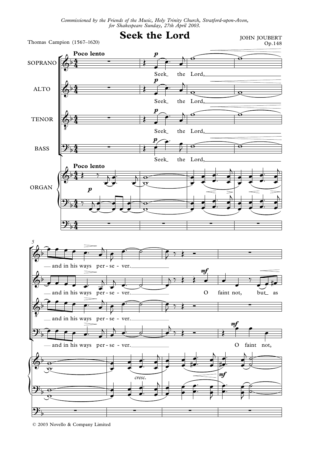 John Joubert Seek The Lord Sheet Music Notes & Chords for Choir - Download or Print PDF