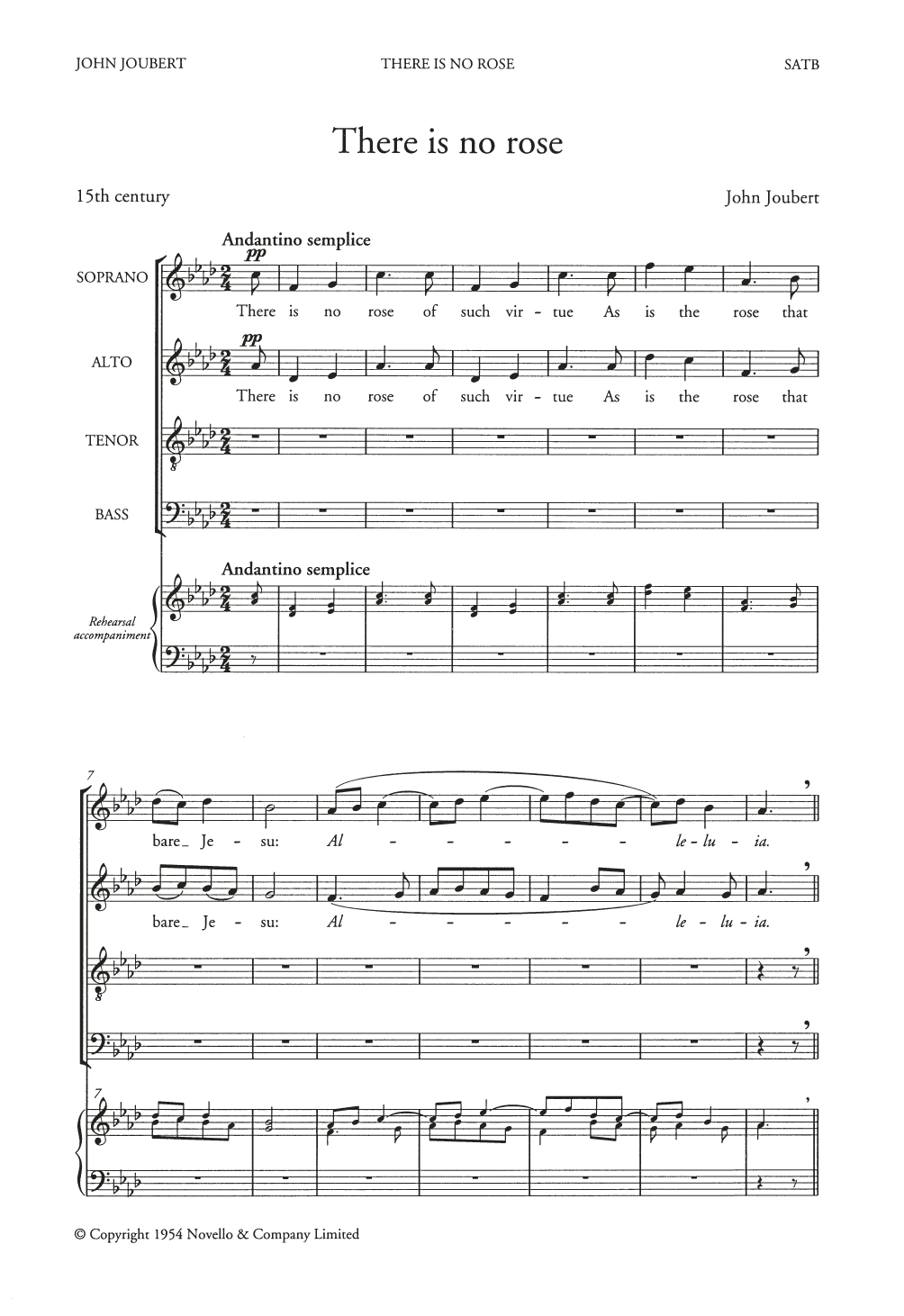 John Joubert There Is No Rose Sheet Music Notes & Chords for Choral - Download or Print PDF