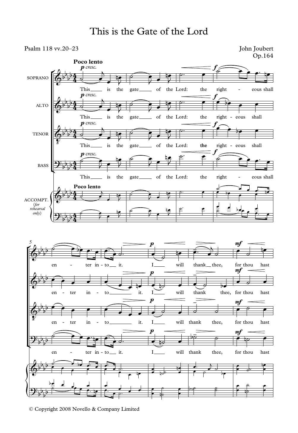John Joubert This Is The Gate Of The Lord Sheet Music Notes & Chords for Choir - Download or Print PDF