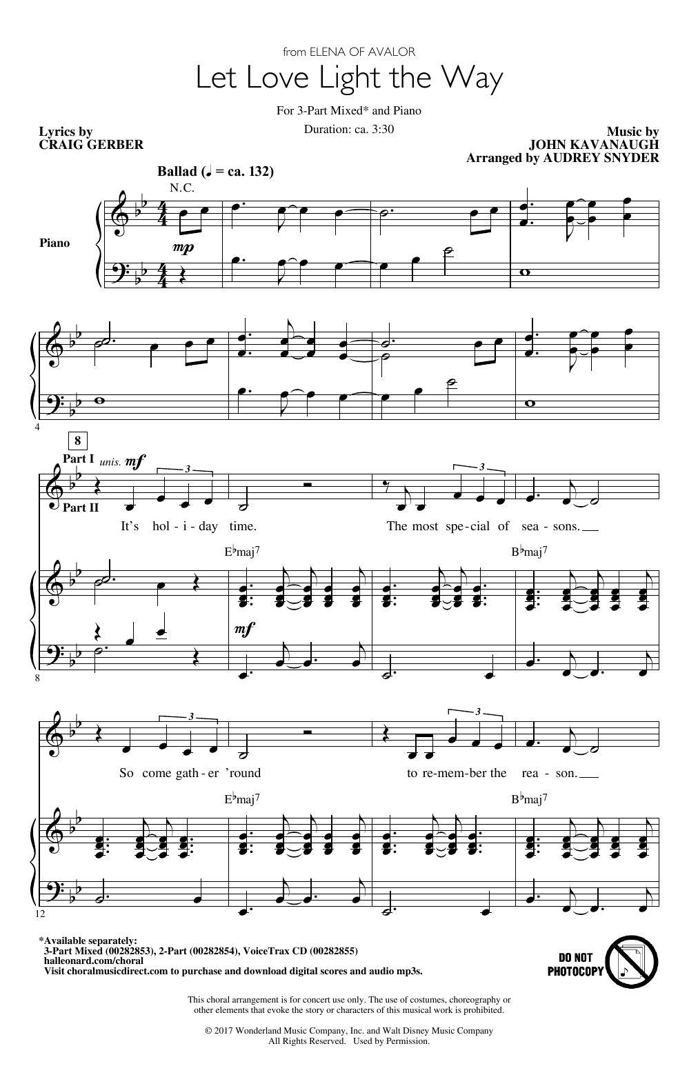 John Kavanaugh Let Love Light The Way (from Elena Of Avalor) (arr. Audrey Snyder) Sheet Music Notes & Chords for 3-Part Mixed Choir - Download or Print PDF