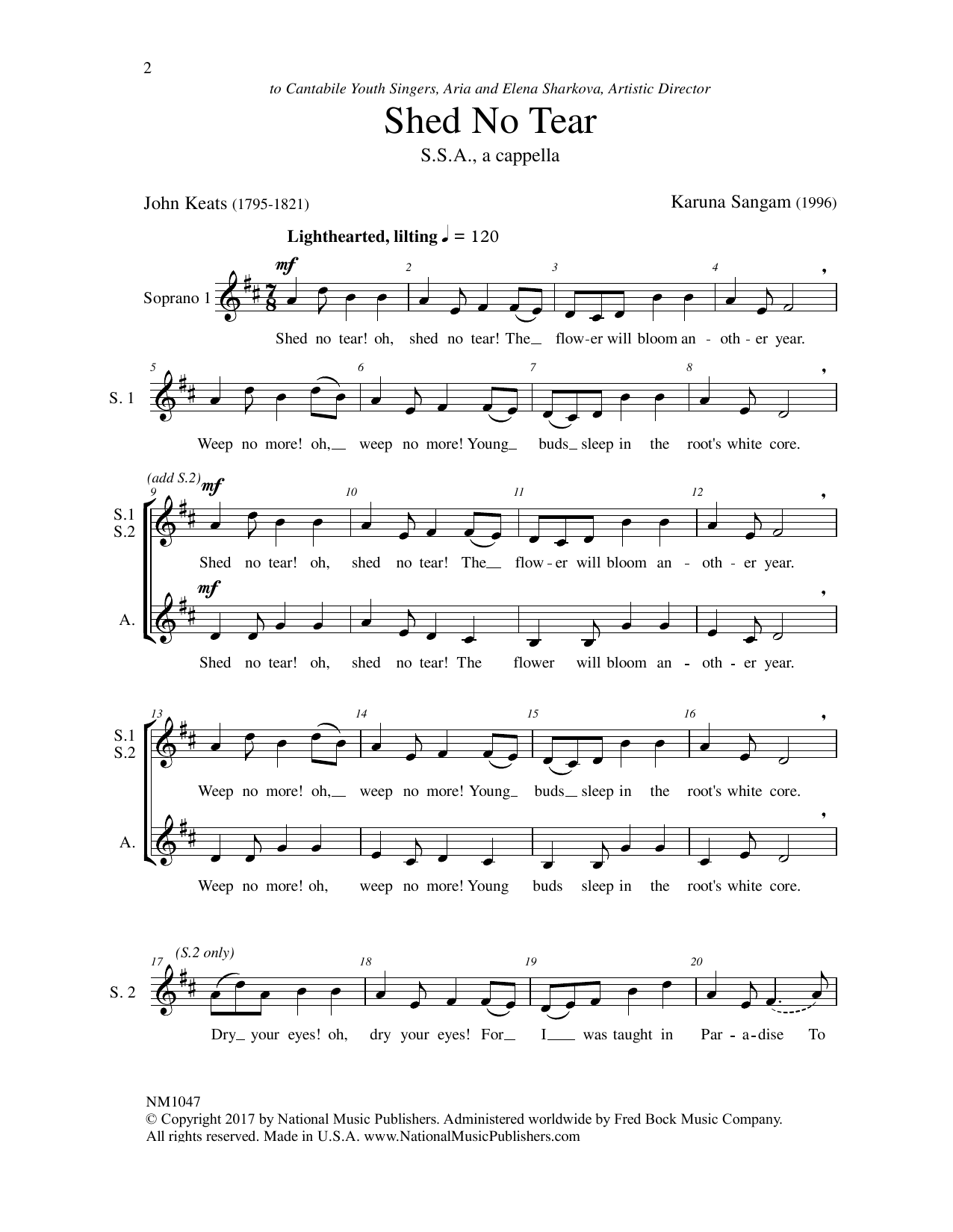 John Keats Shed No Tear Sheet Music Notes & Chords for Choral - Download or Print PDF