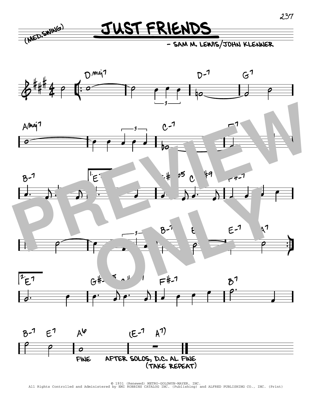 John Klenner and Sam M. Lewis Just Friends Sheet Music Notes & Chords for Real Book – Melody & Chords - Download or Print PDF