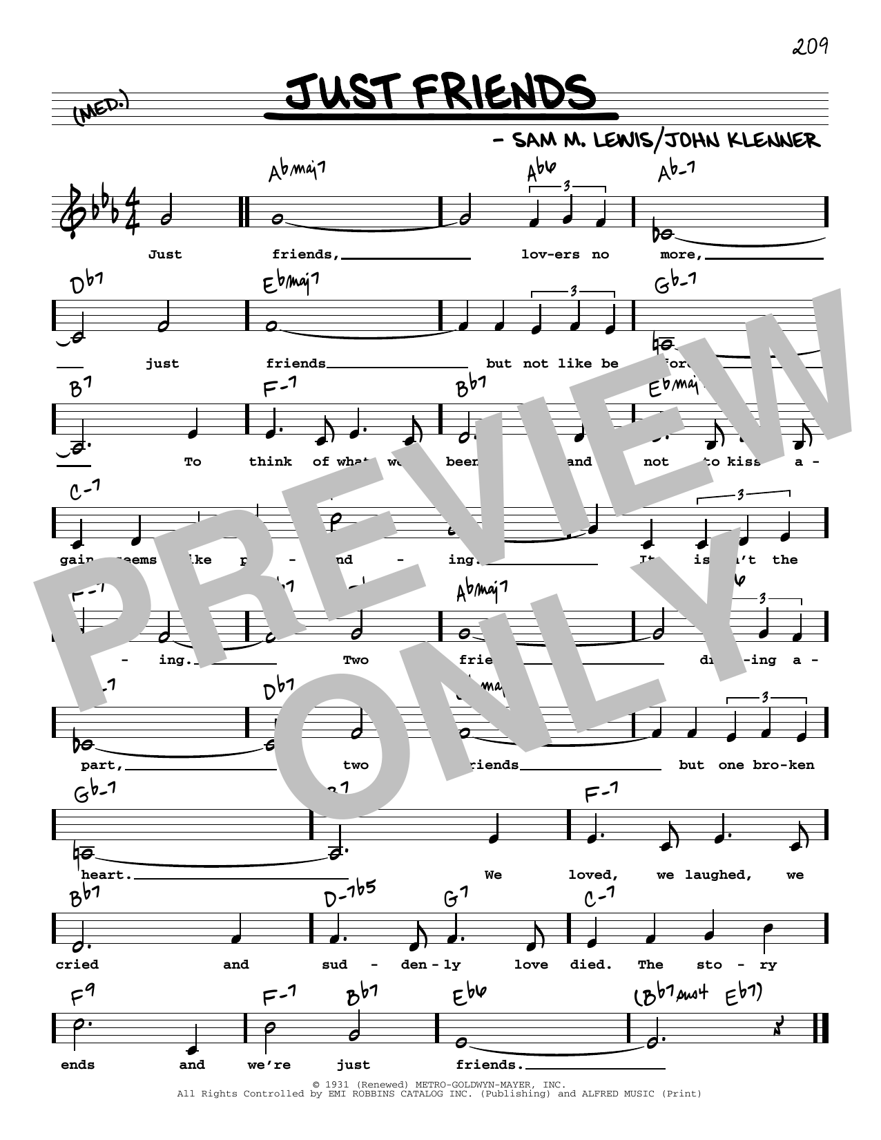 John Klenner Just Friends (Low Voice) Sheet Music Notes & Chords for Real Book – Melody, Lyrics & Chords - Download or Print PDF