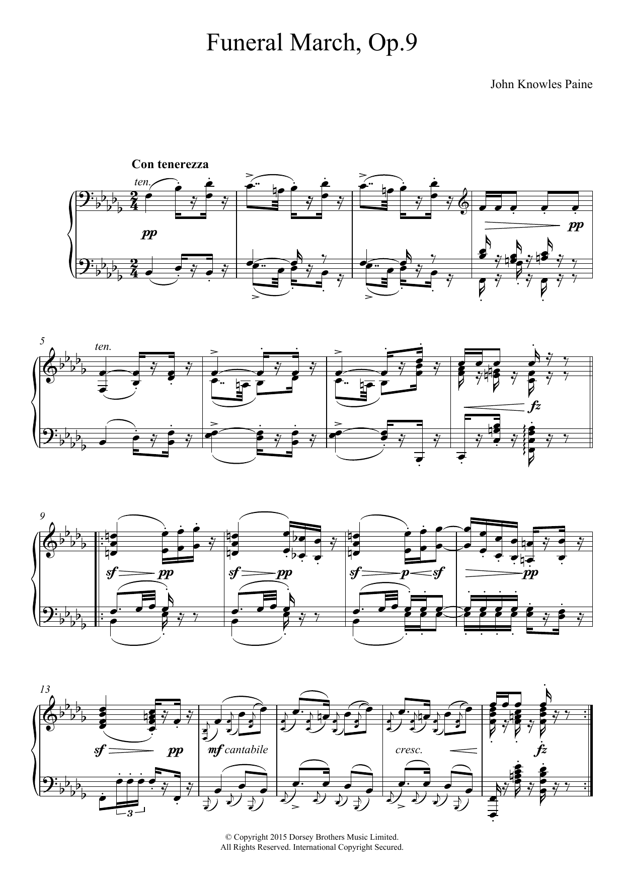 John Knowles Paine Funeral March Op.9 Sheet Music Notes & Chords for Piano - Download or Print PDF