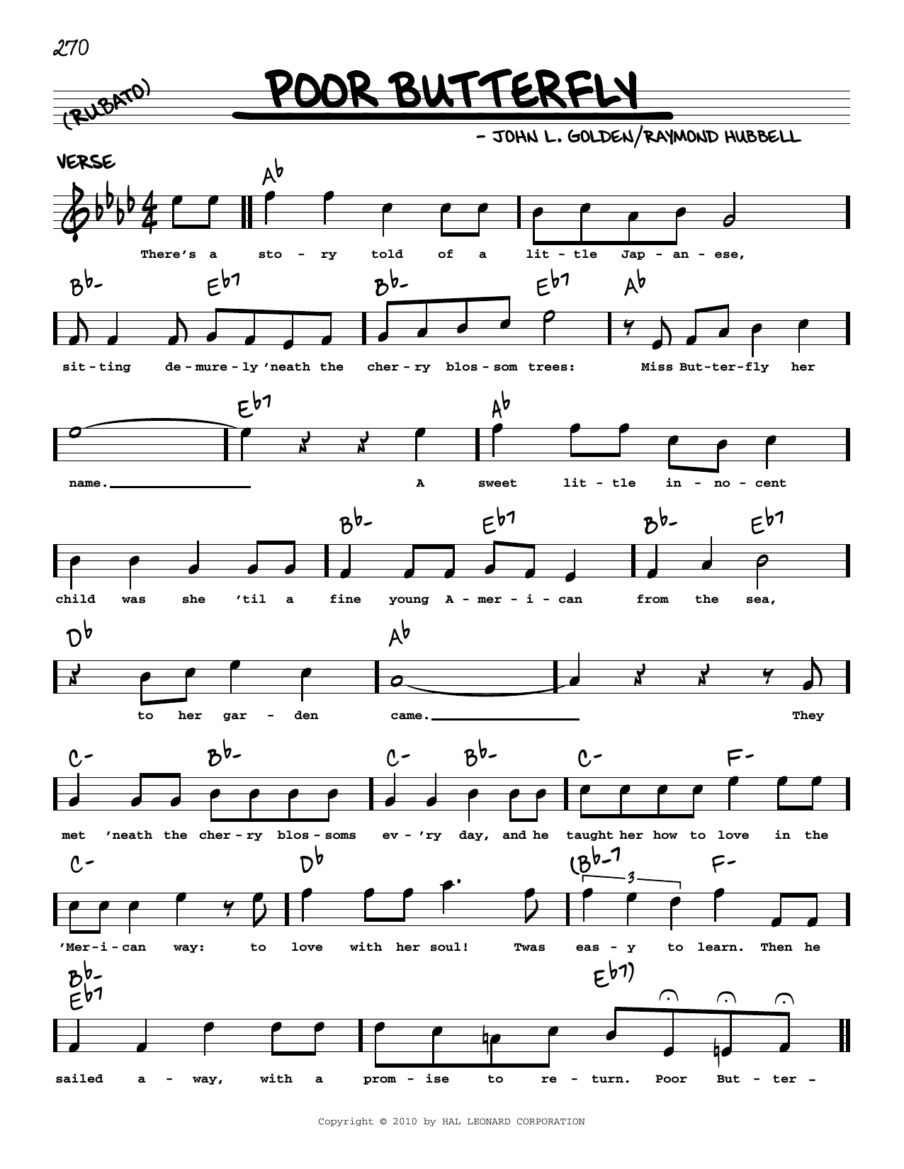 John L. Golden Poor Butterfly (arr. Robert Rawlins) Sheet Music Notes & Chords for Real Book – Melody, Lyrics & Chords - Download or Print PDF