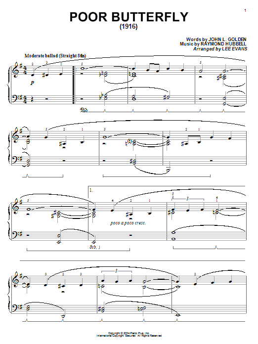 John L. Golden Poor Butterfly Sheet Music Notes & Chords for Real Book - Melody, Lyrics & Chords - C Instruments - Download or Print PDF