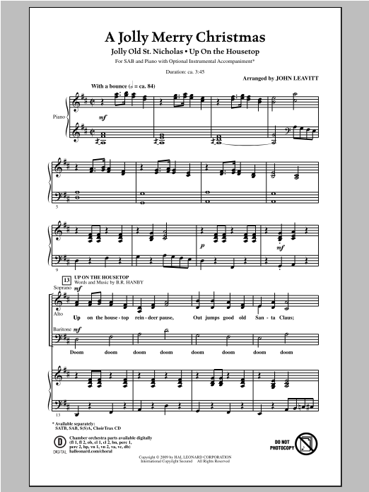 John Leavitt A Jolly Merry Christmas Sheet Music Notes & Chords for SSA - Download or Print PDF
