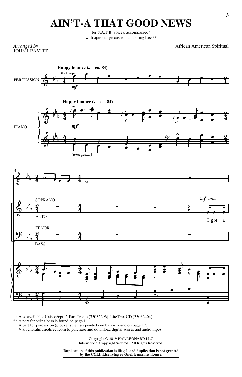 John Leavitt Ain't-A That Good News Sheet Music Notes & Chords for Choral - Download or Print PDF