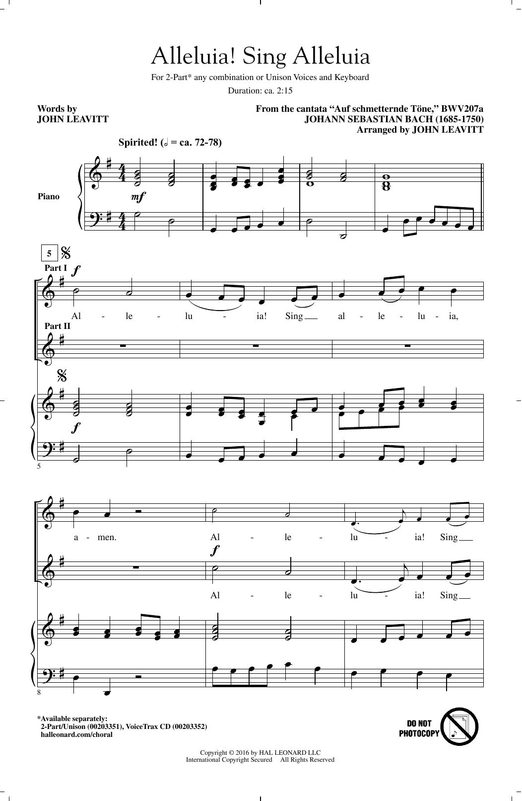 John Leavitt Alleluia! Sing Alleluia Sheet Music Notes & Chords for 2-Part Choir - Download or Print PDF