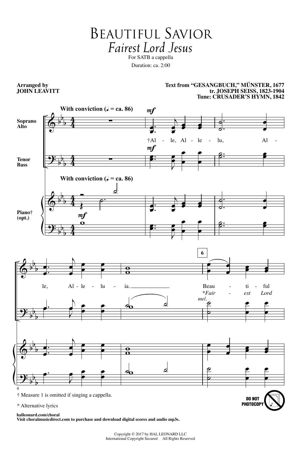 John Leavitt Beautiful Savior Sheet Music Notes & Chords for SATB - Download or Print PDF