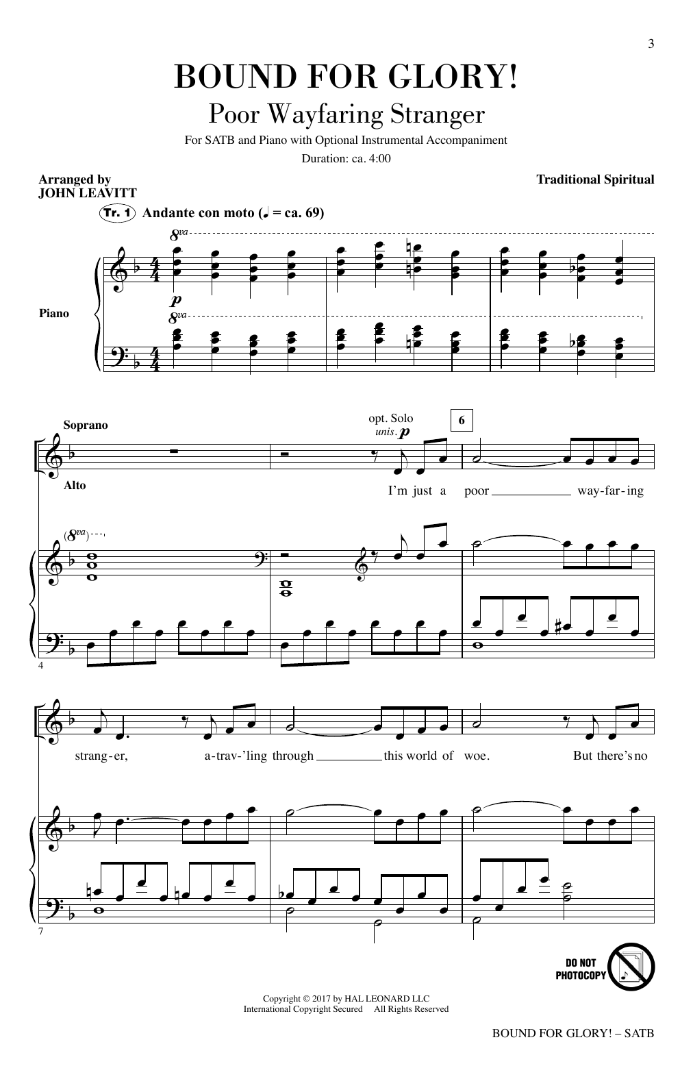 John Leavitt Bound For Glory! Sheet Music Notes & Chords for SSA - Download or Print PDF