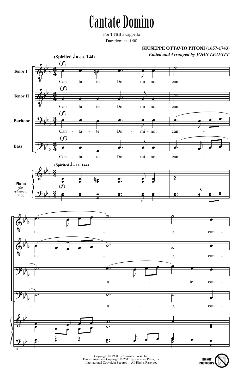 John Leavitt Cantate Domino Sheet Music Notes & Chords for TTBB - Download or Print PDF