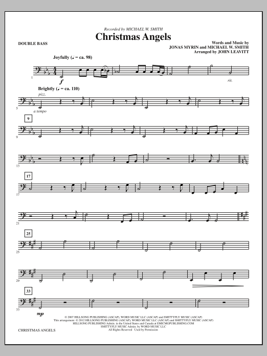 John Leavitt Christmas Angels - Double Bass Sheet Music Notes & Chords for Choir Instrumental Pak - Download or Print PDF