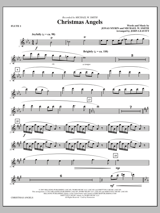 John Leavitt Christmas Angels - Flute 1 Sheet Music Notes & Chords for Choir Instrumental Pak - Download or Print PDF
