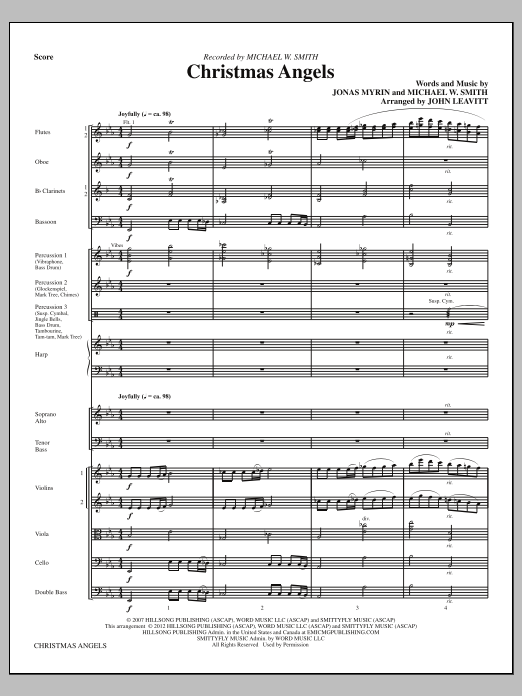 John Leavitt Christmas Angels - Full Score Sheet Music Notes & Chords for Choir Instrumental Pak - Download or Print PDF