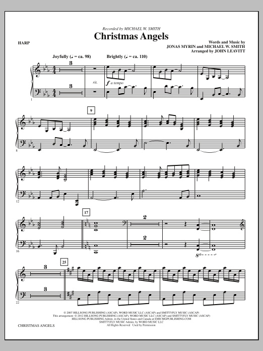 John Leavitt Christmas Angels - Harp Sheet Music Notes & Chords for Choir Instrumental Pak - Download or Print PDF